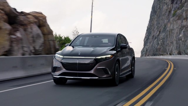 Mercedes-Maybach EQS 680 SUV in Velvet Brown Driving Video