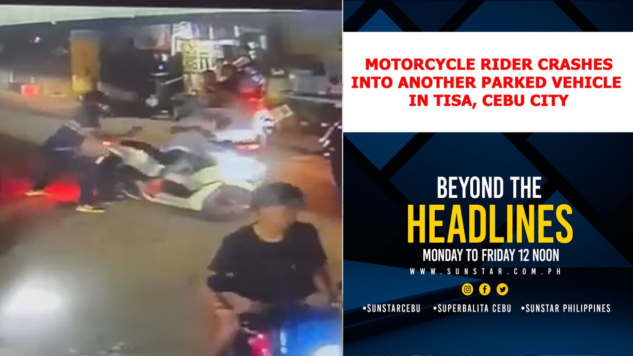 Motorcycle rider crashes into another parked vehicle in Tisa, Cebu city