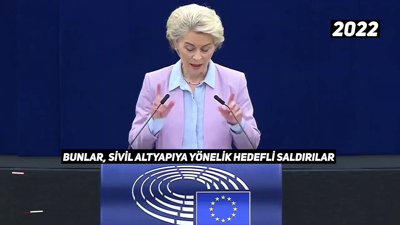 Ursula von der Leyen'in Rusya ve İsrail'in saldırıları için kullandığı çelişkili ifadeler