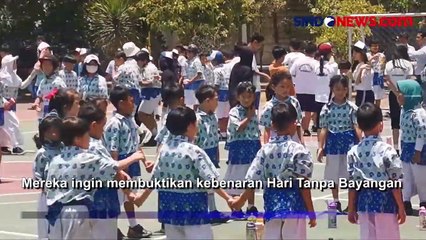 Buktikan Hari Tanpa Bayangan,  Ratusan Siswa SD Berjemur di Sidoarjo