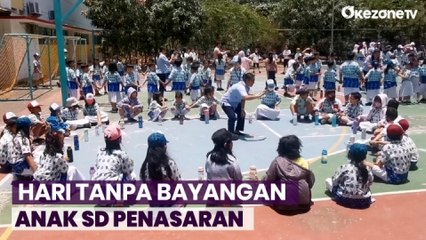 Hari Tanpa Bayangan di Sidoarjo, Ratusan Siswa SD Gembira Berjemur