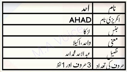 下载视频: Ahad Name Meaning in Urdu | Ahad Naam ka Matlab | M.A Awaz