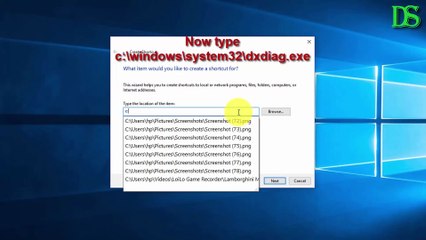 How to Create Shortcut of Directx Diagnosis Tool in Windows 10