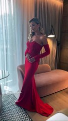 Christine McGuinness oozed glamour with a stunning red gown
