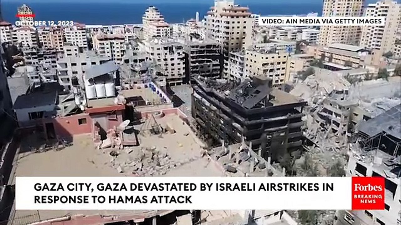 Gaza City Left In Devastation After Israel's Airstrikes In Response To Hamas Attack
