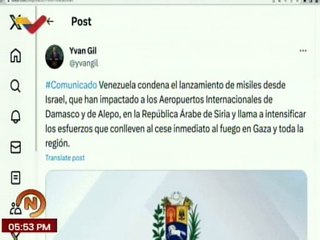 Venezuela hace un llamado a intensificar los esfuerzos que conlleven al cese del fuego en Gaza