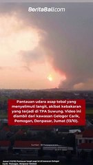 Pantauan udara asap tebal yang menyelimuti langit, akibat kebakaran yang terjadi di TPA Suwung. Video ini diambil dari kawasan Gelogor Carik, Pemogan, Denpasar, Jumat (13/10).
