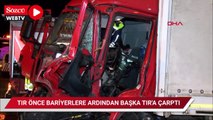 Beykoz'da TIR önce bariyerlere ardından park halindeki TIR'a çarptı