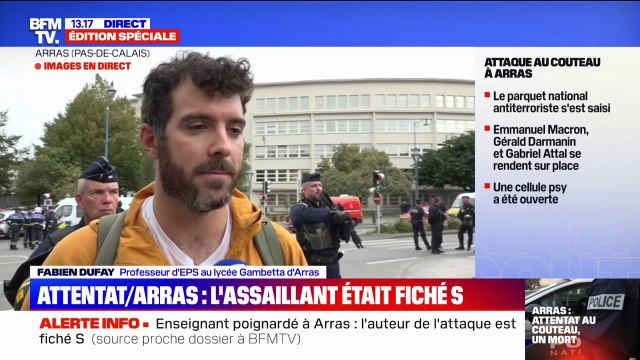 Attaque au couteau à Arras: Tout s'est passé très vite affirme Fabien Dufay, professeur d'EPS au lycée Gambetta