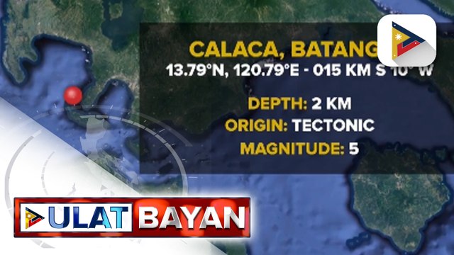 Calaca, Batangas, niyanig ng magnitude 5 na lindol kaninang umaga