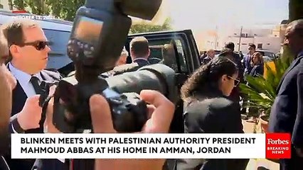 Antony Blinken Meets With Palestinian Authority President Mahmoud Abbas At His Home In Amman, Jordan