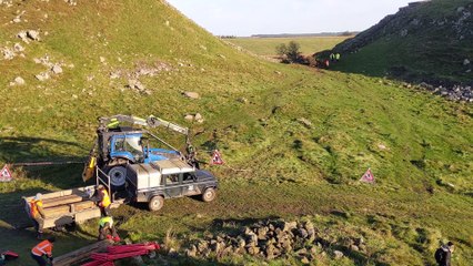 World famous Sycamore Gap tree cut up and moved by crane