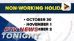 Gov’t declares Oct. 30, Nov. 1-2 as non-working holidays, releases 2024 holidays