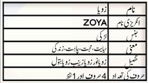 Zoya Name Meaning in Urdu | Zoya Naam ka Matlab | M.A Awaz