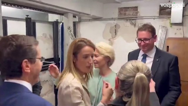 Momento de tensión en la visita de Von der Leyen y Metsola en Israel, trasladadas a un refugio antiaéreo por una alerta de ataque en Tel Aviv