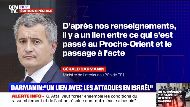 Attaque au couteau à Arras: Gérald Darmanin annonce qu'il y a sans doute un lien avec la situation dans le Proche-Orient