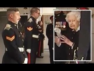 Queen has royal fans in stitches after getting flustered with Canadian officers 'Again?!'