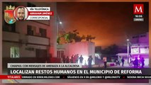 Descubren restos humanos y mensajes contra autoridades en Presidencia Municipal de Chiapas
