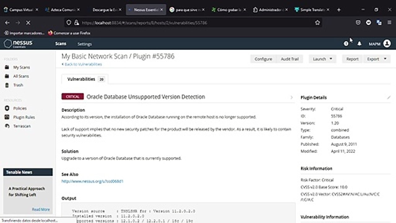 Nessus Essentials _ Folders _ View Scan Mozilla Firefox 20220526 23