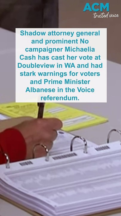 "It will divide Australians": No campaigner Michaelia Cash casts her vote in the referendum
