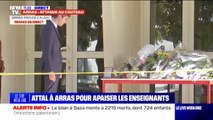 Attaque au couteau à Arras: Gabriel Attal se recueille devant les fleurs déposées en hommage au professeur assassiné