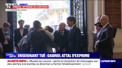 Gabriel Attal arrive à la Sorbonne pour la remise du prix "Samuel Paty"