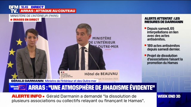 Attaque au couteau à Arras: Une atmosphère de jihadisme est évidente depuis samedi dernier , pour Gérald Darmanin