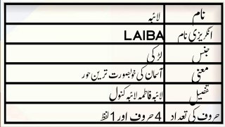 Laiba Name Meaning in Urdu | Laiba Naam ka Matlab | M.A Awaz