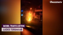 Diduga Korsleting Listrik, Mobil Trafo Listrik Ludes Terbakar