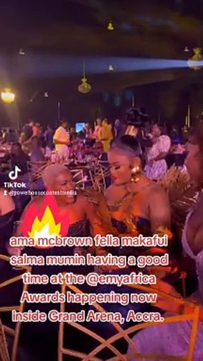 Nana Ama Mcbrown, Fella Makafui and Salma Mumin having a good time at the @emyafrica Awards happening now inside Grand Arena, Accra.  #EMYAfrica23