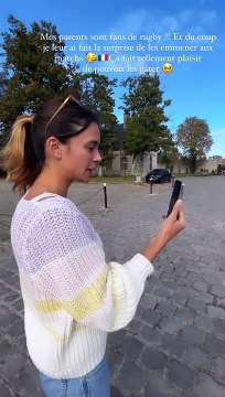 Elle a souhaité inviter ses parents au matchMarine Lorphelin et son nouveau chéri à un match du rugby le 14 octobre 2023.