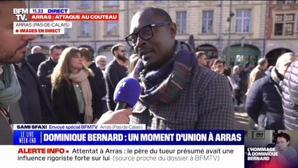 "On n'est pas tombés, on est debout": pour Rémi, participant au rassemblement à Arras en hommage à Dominique Bernard, il était important de venir montrer sa solidarité