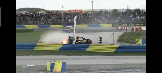 Rallycross France 2023 Dreux Supercar Q2 Race 3 Chanoine Win Finish Show Drift