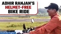 Controversy Erupts As Adhir Ranjan Chowdhury Rides Bike Without Helmet On Highway | Oneindia News