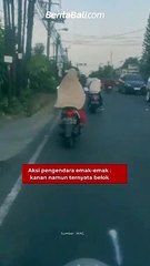 Aksi pengendara emak-emak zein kanan namun ternyata belok kiri
