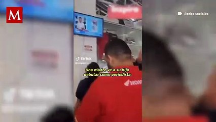 Madre llora al ver en la pantalla a su hijo debutando como periodista y su reacción se vuelve viral
