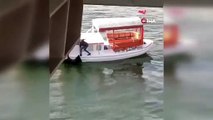 Haliç’te korku dolu anlar kamerada: Bir kadın denize düştü