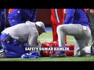 Buffalo Bills' Damien Harris was removed from the field on a gurney during New York Giants game
