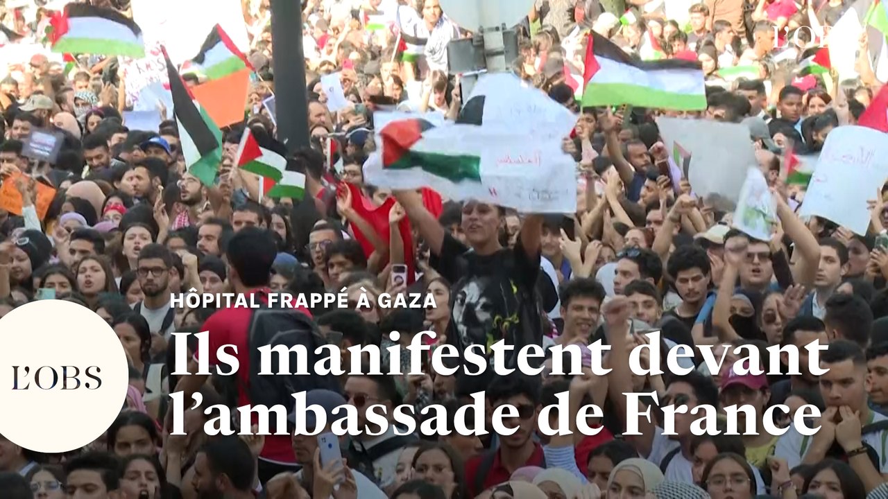 Hôpital frappé à Gaza : des manifestants crient leur colère devant l'ambassade de France à Tunis
