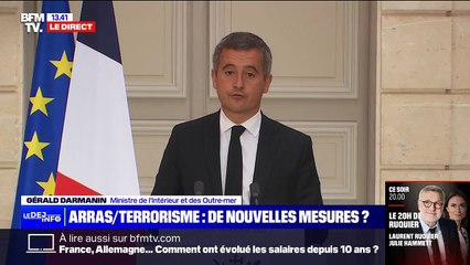 Gérald Darmanin s'exprime à l'issue de la réunion de sécurité à l'Élysée