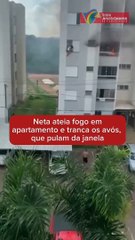 MENINA ATEIA FOGO EM SOFÁ E TRANCA AVÓS EM APARTAMENTO; VEJA IMAGENS