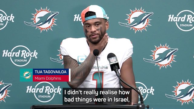 Tua pauses press conference to highlight Israel conflict