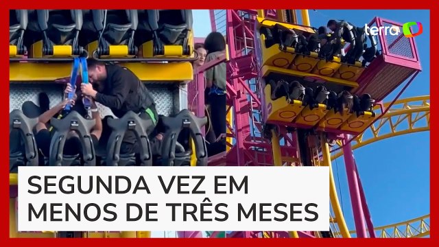 Grupo é resgatado após ficar preso no alto de montanha-russa por falha em brinquedo