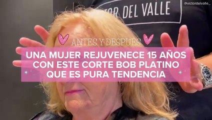 Una mujer rejuvenece 15 años con este corte bob platino que es pura tendencia