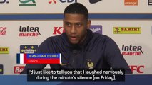 France defender apologises for laughing during pre-match silence
