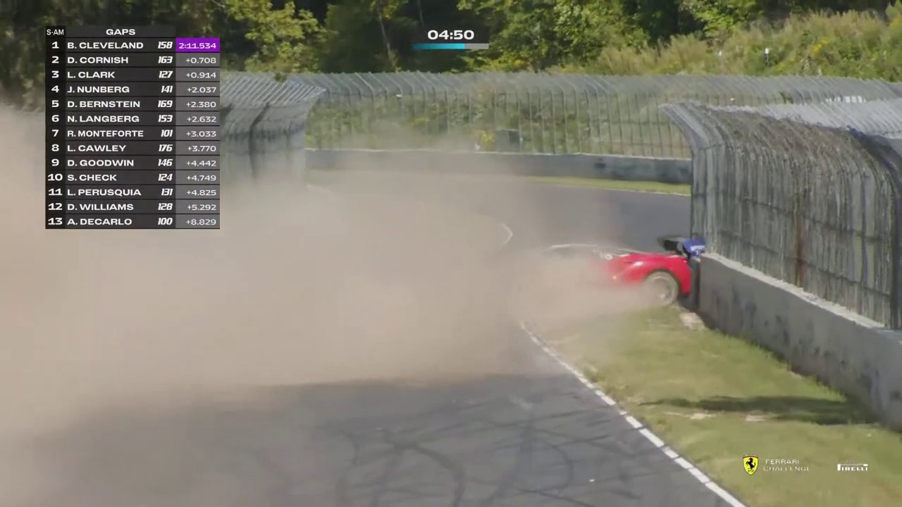 Ferrari Challenge North America Coppa Shell 2023 Road America Qualifying 1 Cawley Big Crash