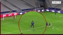 Kylian Mbappé anota golazo en entrenamiento y lo celebra a lo grande