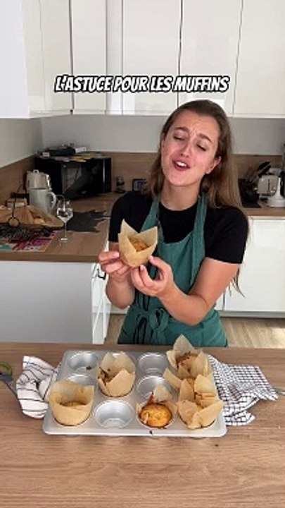 Petit hack pour emballer vos muffins et surtout ne pas avoir besoin de moule pour les sortir !!   (Bon mes carrés sont un peut trop gros mais sinon c’est ultra pratique !!)