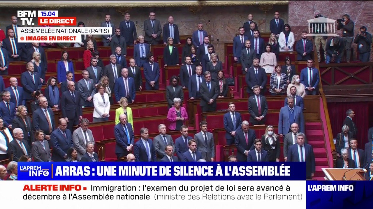 Attaque au couteau à Arras: les députés observent une minute de silence en hommage à Dominique Bernard
