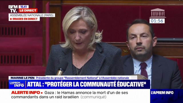 Pourquoi ne pas expulser tous les étrangers islamistes, qu'ils soient en situation légale ou illégale? : Marine Le Pen interpelle Élisabeth Borne à l'Assemblée